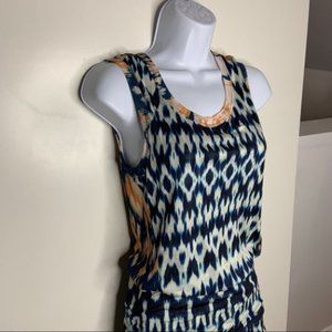 Velvet by Graham & Spencer Blue and Cream Patterned Dress